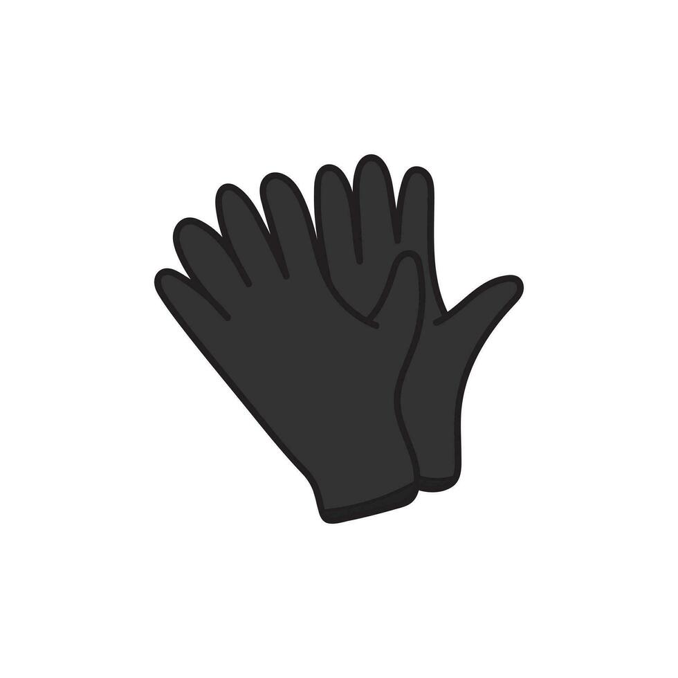 des gamins dessin dessin animé noir jetable nitrile gants icône isolé sur blanc Contexte vecteur