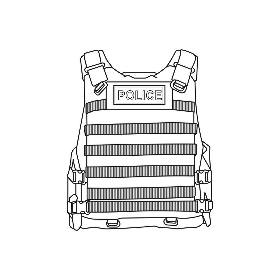 main tiré des gamins dessin vecteur illustration police blindé gilet plat dessin animé isolé