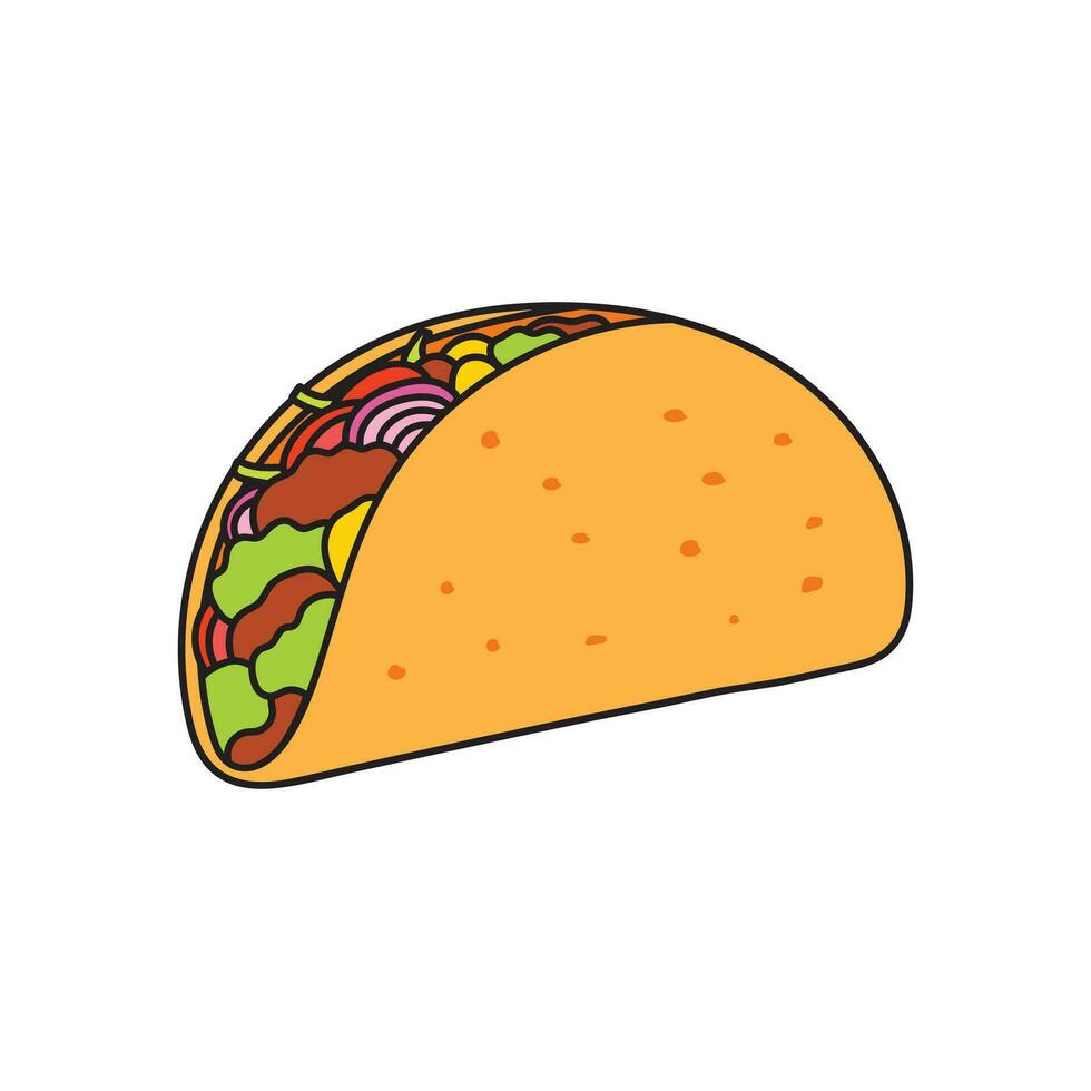 des gamins dessin dessin animé vecteur illustration taco avec tortilla coquille mexicain nourriture icône isolé sur blanc Contexte