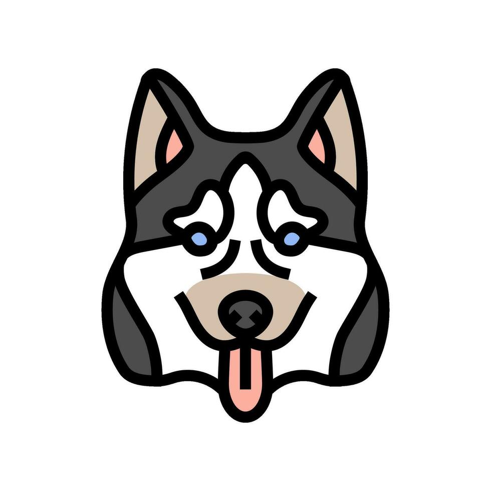 sibérien rauque chien chiot animal de compagnie Couleur icône vecteur illustration
