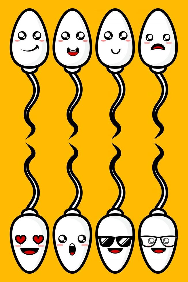 illustration vectorielle de la conception de jeu de sperme mignon en personnage de dessin animé vecteur