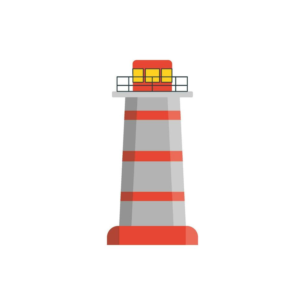 phare, la tour pour signal balise. bâtiment sur mer côte paysage. élément dans Facile plat style. signe de phare pour sécurité et tourisme. vecteur illustration