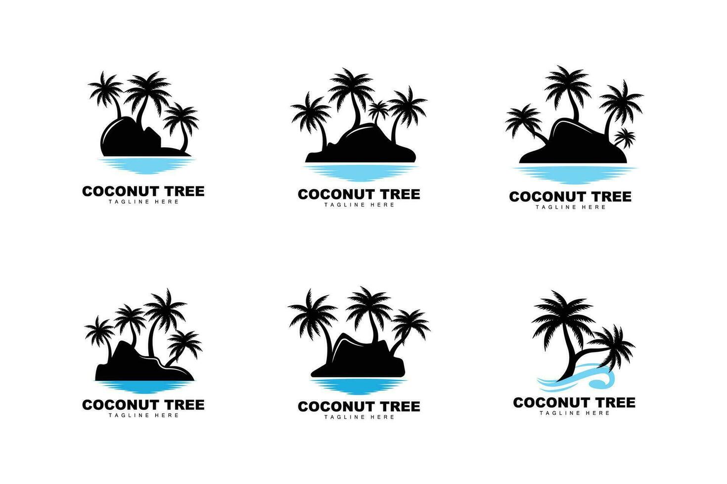 noix de coco arbre logo, paume arbre le coucher du soleil plage vecteur, élégant minimaliste Facile conception, symbole modèle icône vecteur