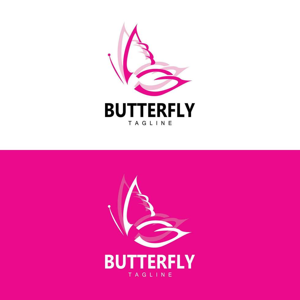 logo papillon, design animalier avec de belles ailes, animaux décoratifs, marques de produits vecteur