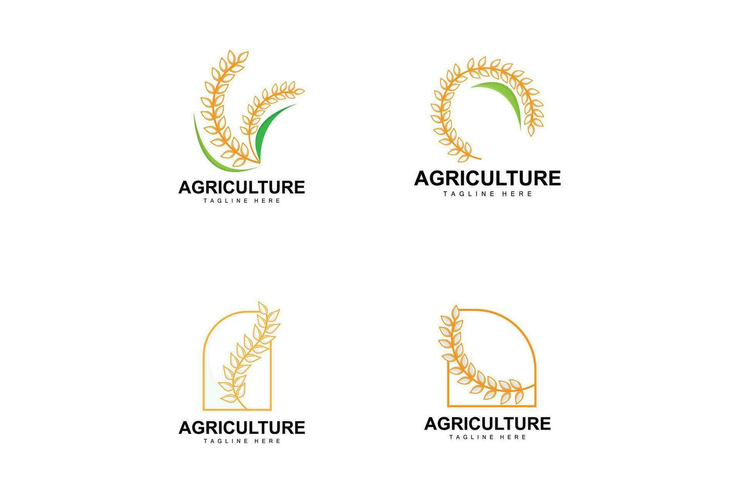 riz logo, ferme blé logo conception, vecteur blé riz icône modèle illustration