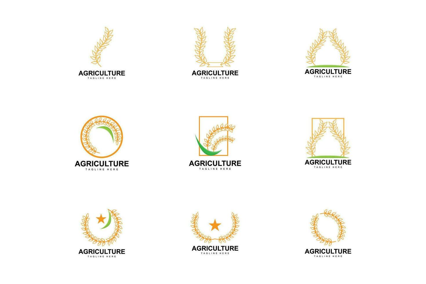 riz logo, ferme blé logo conception, vecteur blé riz icône modèle illustration