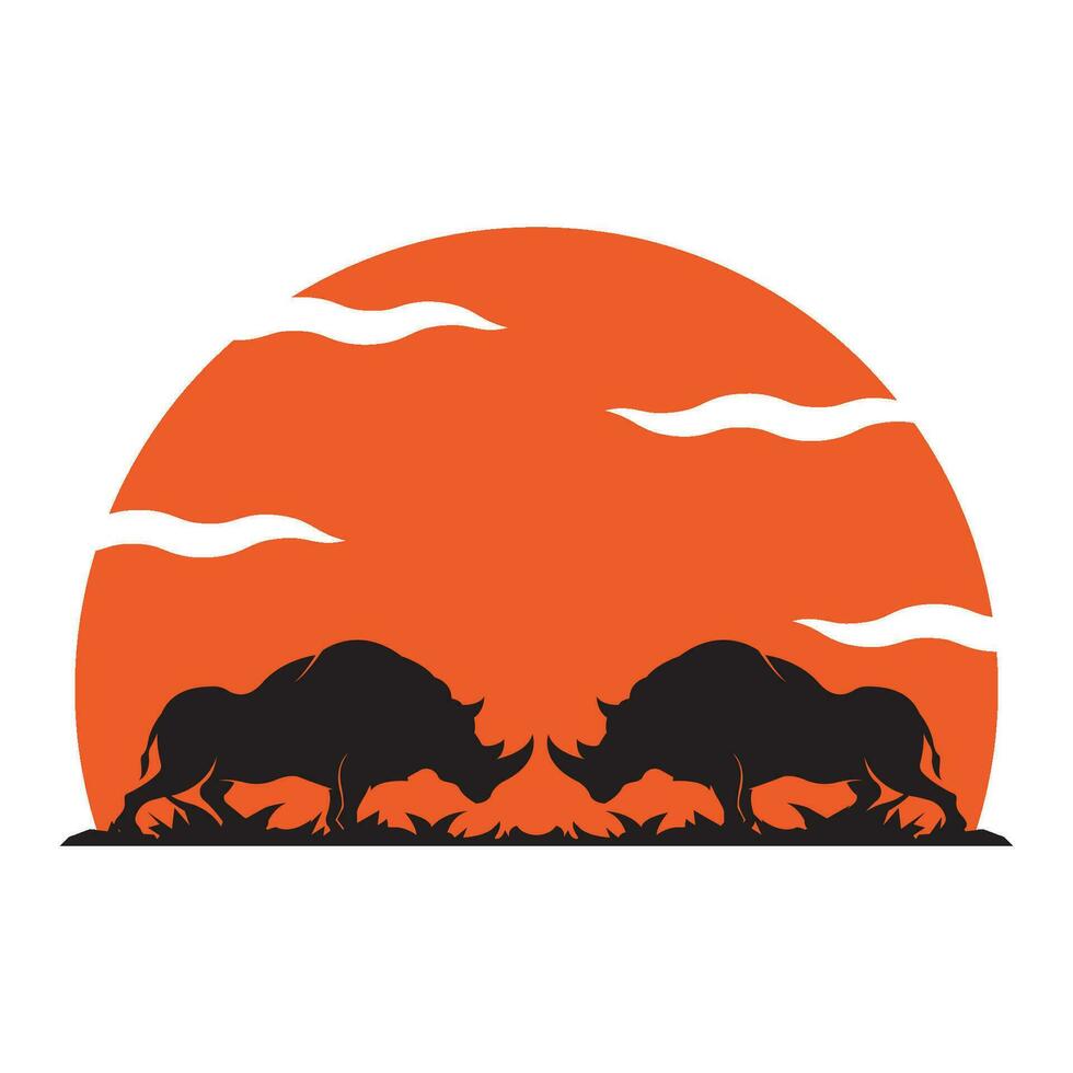 rhinocéros icône logo, illustration conception modèle. vecteur