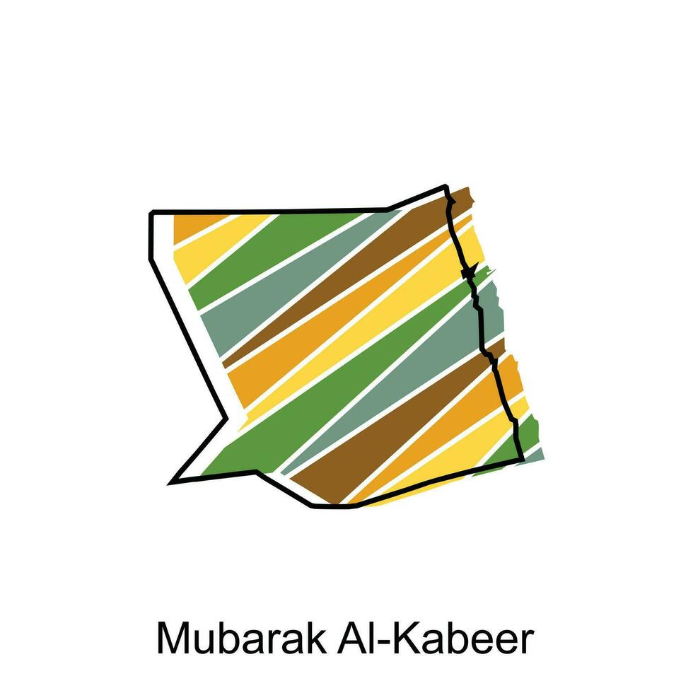 carte mubarak Al kabier conception modèle, vecteur carte de Koweit pays avec nommé la gouvernance et Voyage Icônes