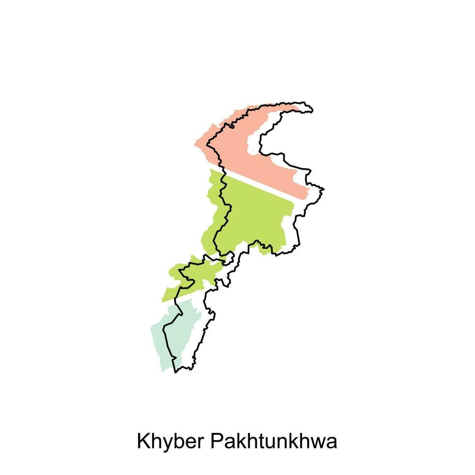 carte de khyber pakhtunkhwa géométrique coloré illustration conception modèle, Pakistan carte sur blanc Contexte vecteur