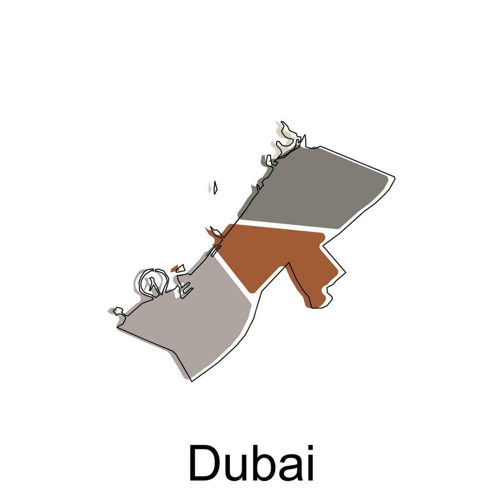 carte de Dubai Province de uni émirat arabe illustration conception, monde carte international vecteur modèle avec contour graphique esquisser style isolé sur blanc Contexte