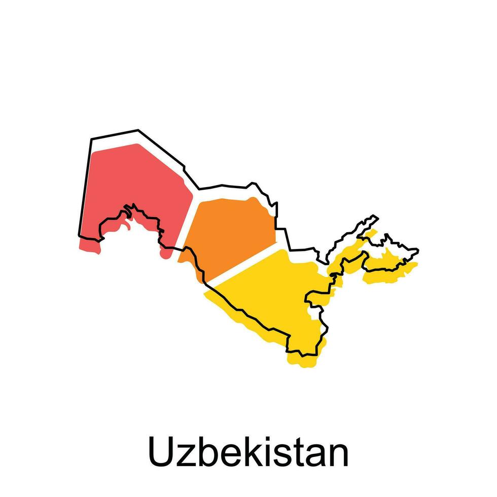 Ouzbékistan carte, noir et blanc détaillé contour Régions de le pays. vecteur illustration conception modèle