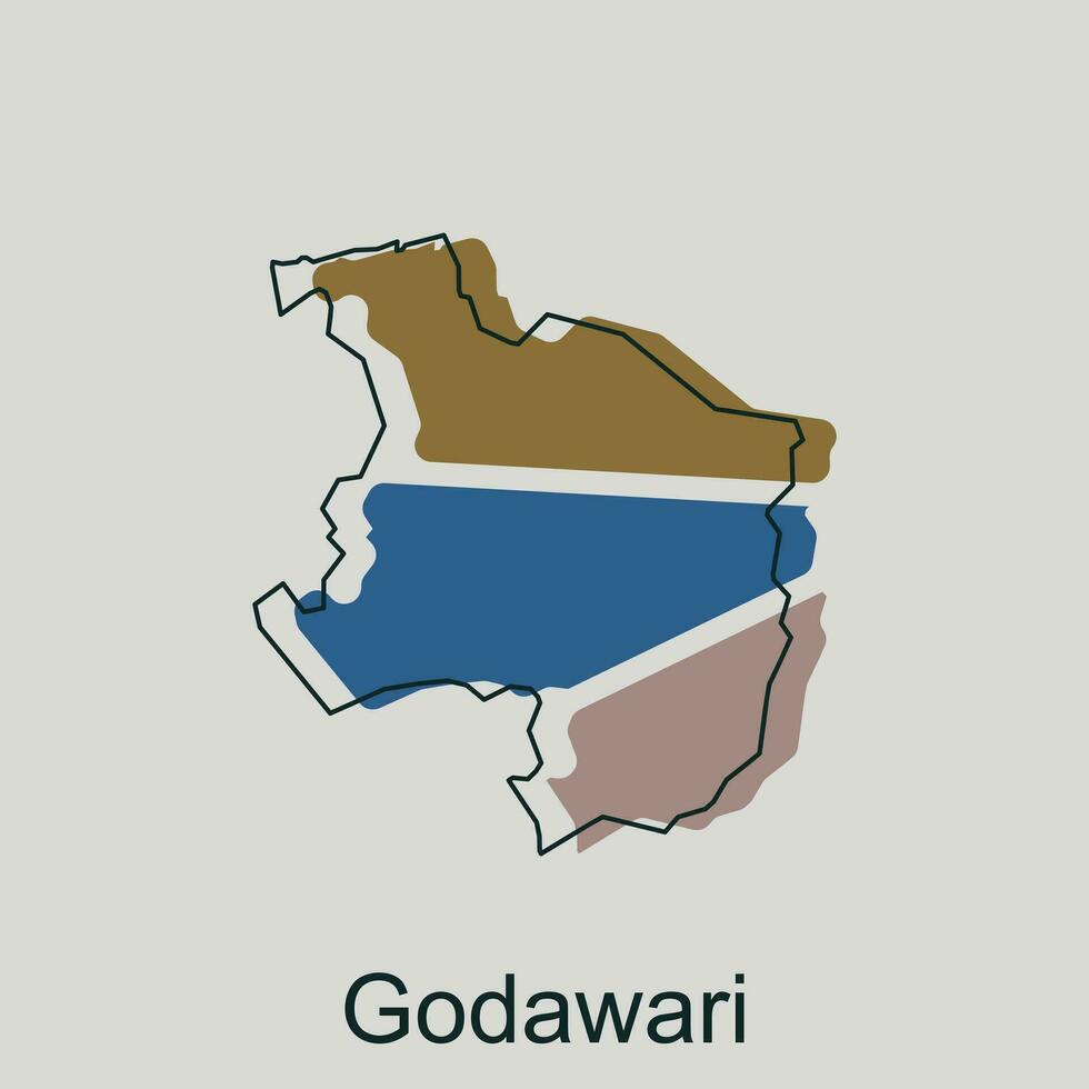 carte de godawari géométrique contour illustration conception, pays de Népal carte vecteur conception modèle