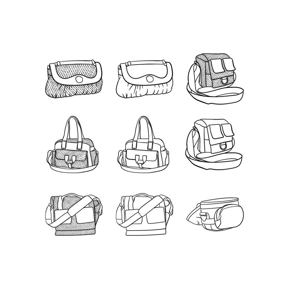 ensemble de sac pour femme élégant icône collection, vecteur conception et illustration modèle, logo pour votre entreprise