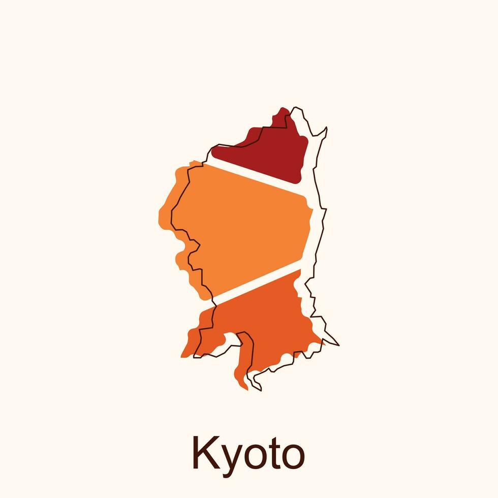 carte de Kyoto vecteur conception modèle, nationale les frontières et important villes illustration