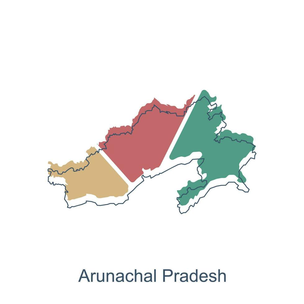 carte de arunachal Pradesh coloré illustration conception, élément graphique illustration modèle vecteur