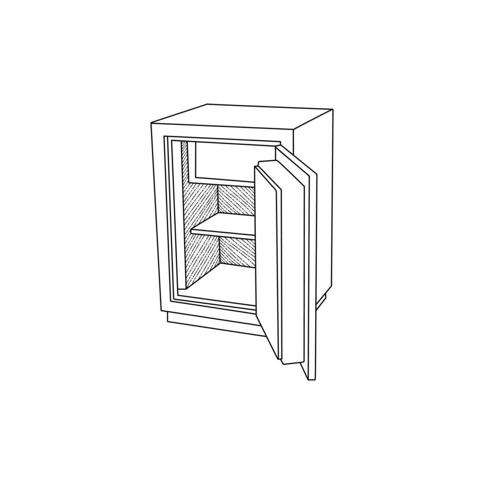 boîte sûr ligne art style vecteur modèle, icône meubles ligne art vecteur, minimaliste illustration conception