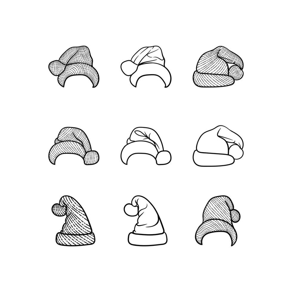 ensemble de Père Noël chapeau icône collection, ancien logo illustration conception modèle, moderne Facile minimaliste vecteur concept.