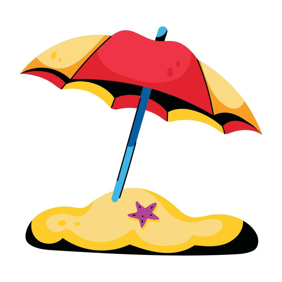 branché plage parapluie vecteur