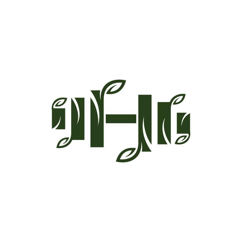 haltère et feuilles, la nature Gym logo feuille et haltère logo conception modèle vecteur