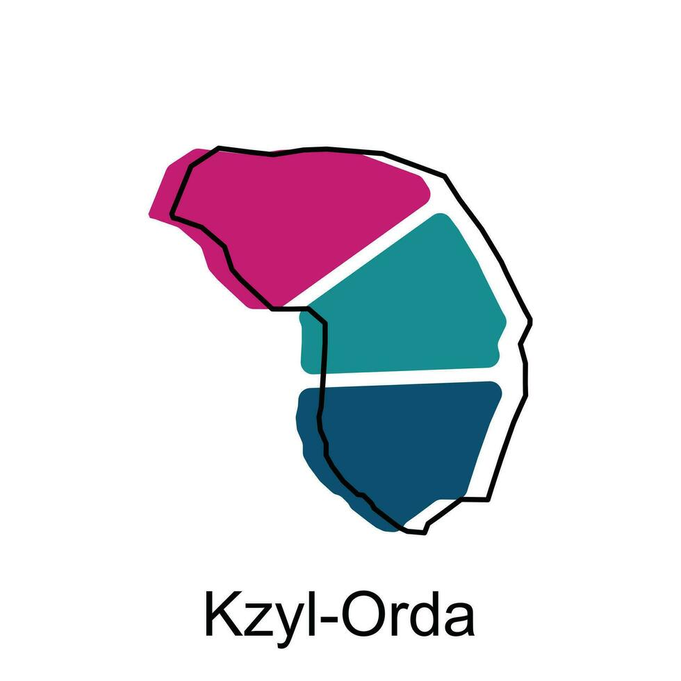 carte de kzyl ordre illustration conception modèle, carte avoir tout Province et marque le Capitale ville de kazakhstan, adapté pour votre entreprise vecteur
