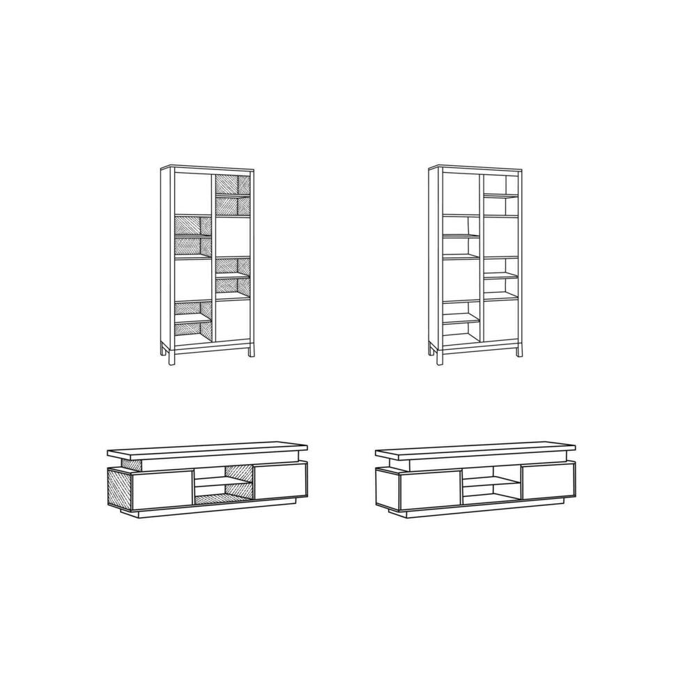 cabinet icône collection illustration ligne art conception modèle, vecteur symbole, signe, contour illustration.