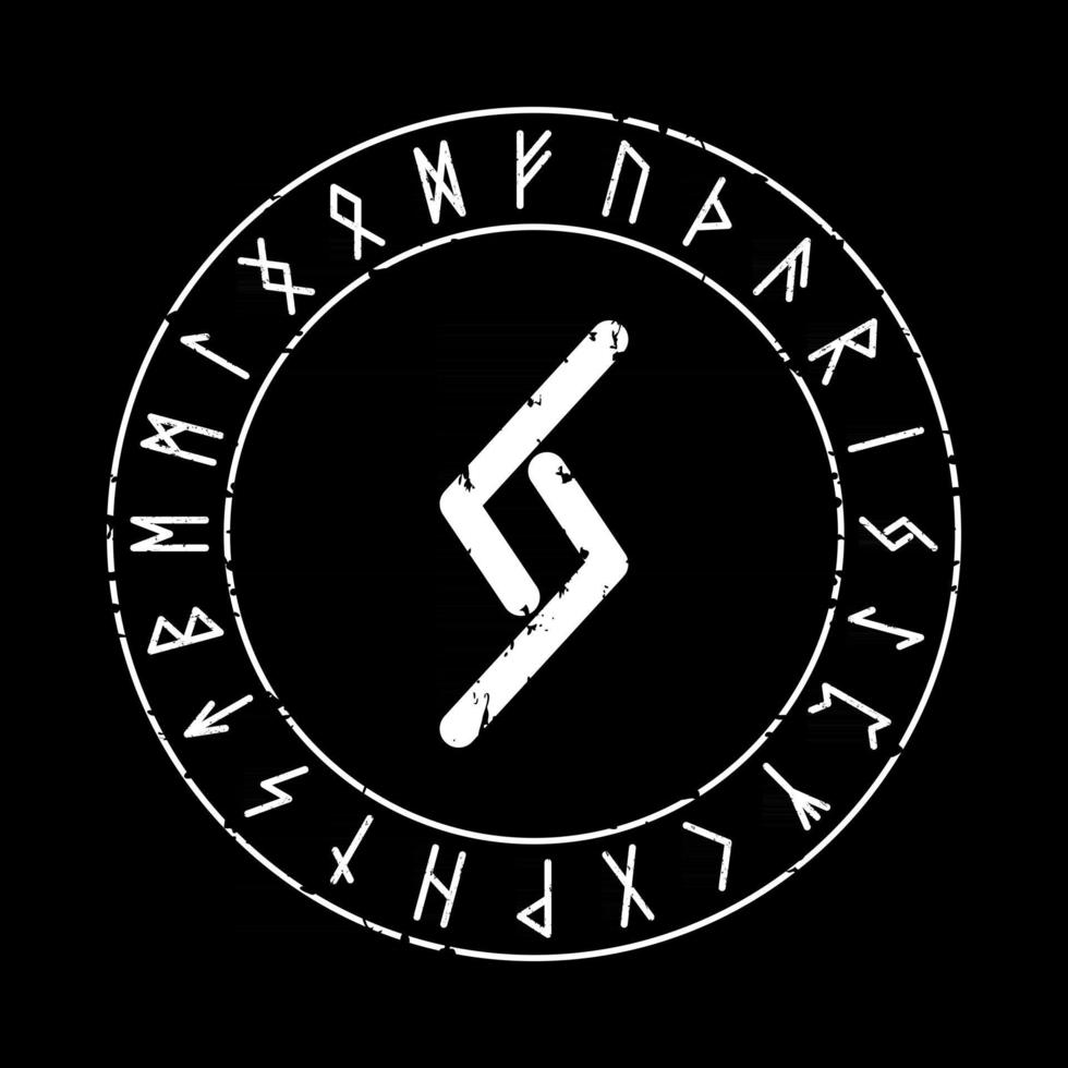 fond carré noir avec la rune jera dans un cercle magique vecteur