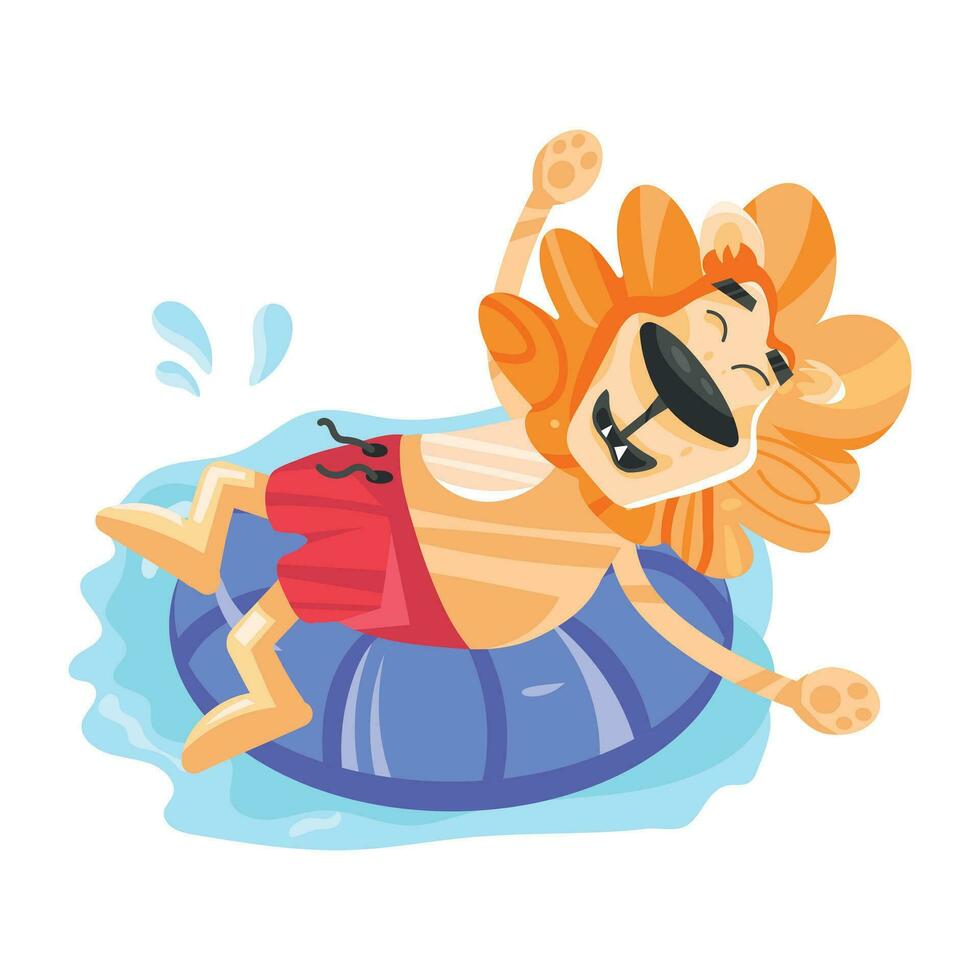 branché Lion nager vecteur