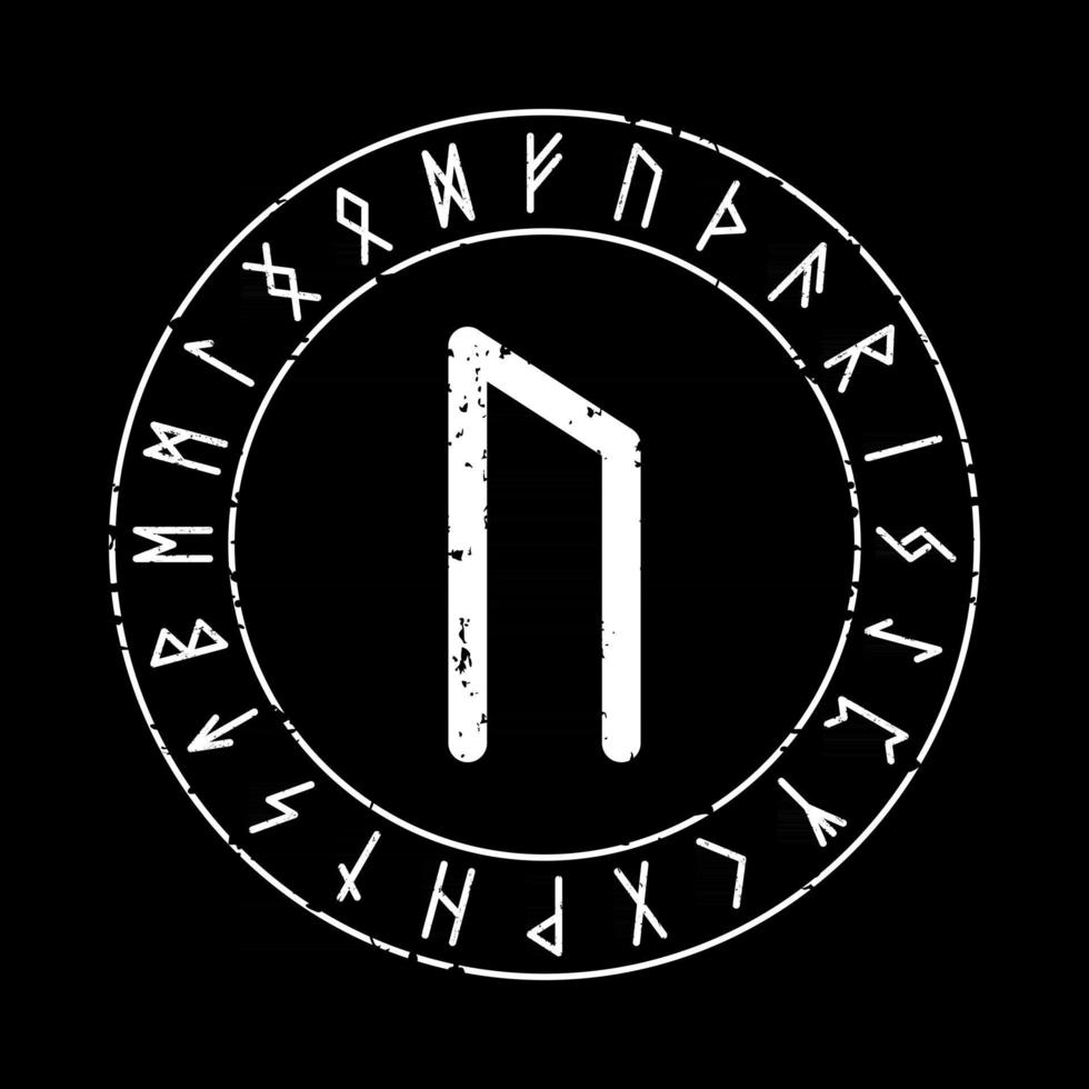 fond carré noir avec rune uruz dans un cercle magique vecteur