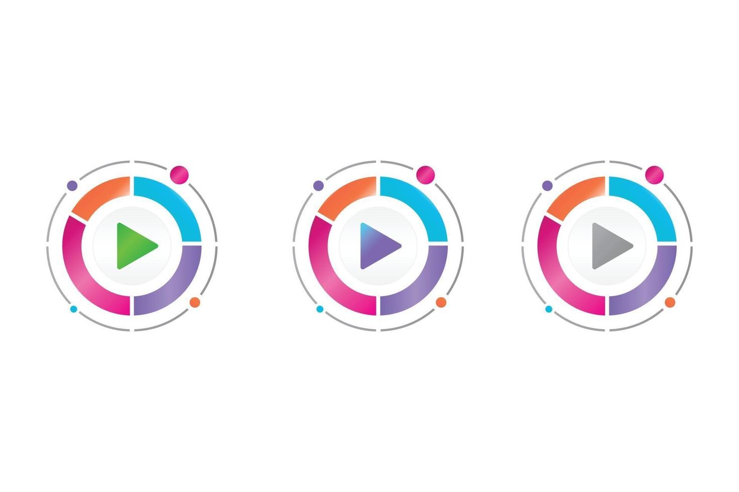 icône du bouton de lecture vidéo dans le diagramme circulaire vecteur