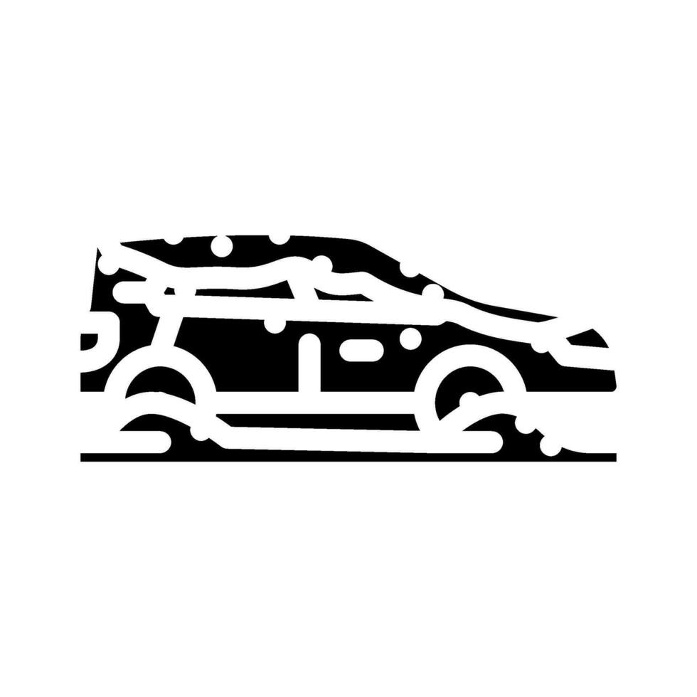 neige couvert voiture hiver saison glyphe icône vecteur illustration