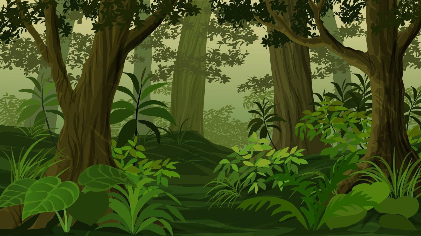 paysage de jungle de dessin animé de vecteur