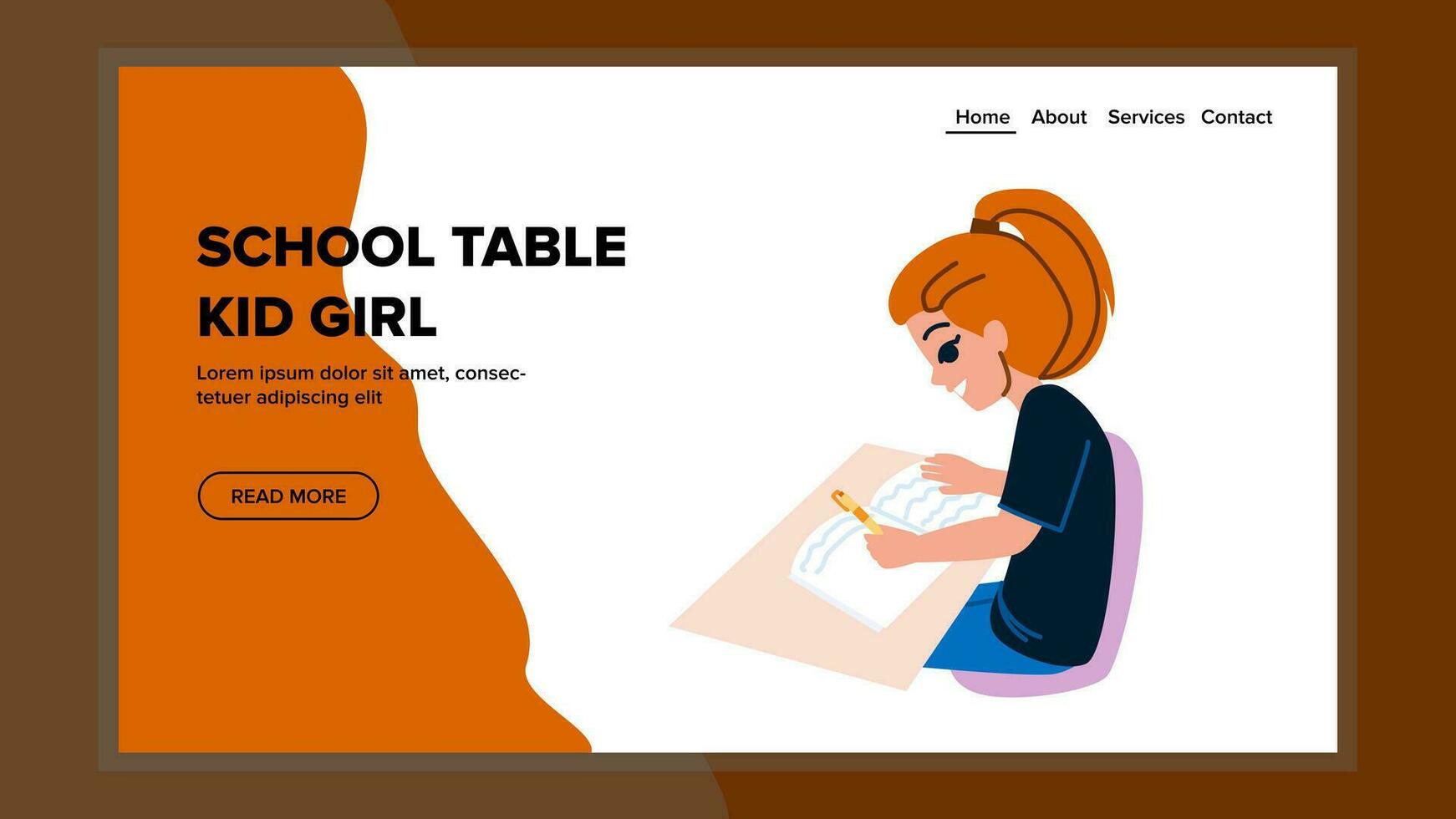 école table enfant fille vecteur