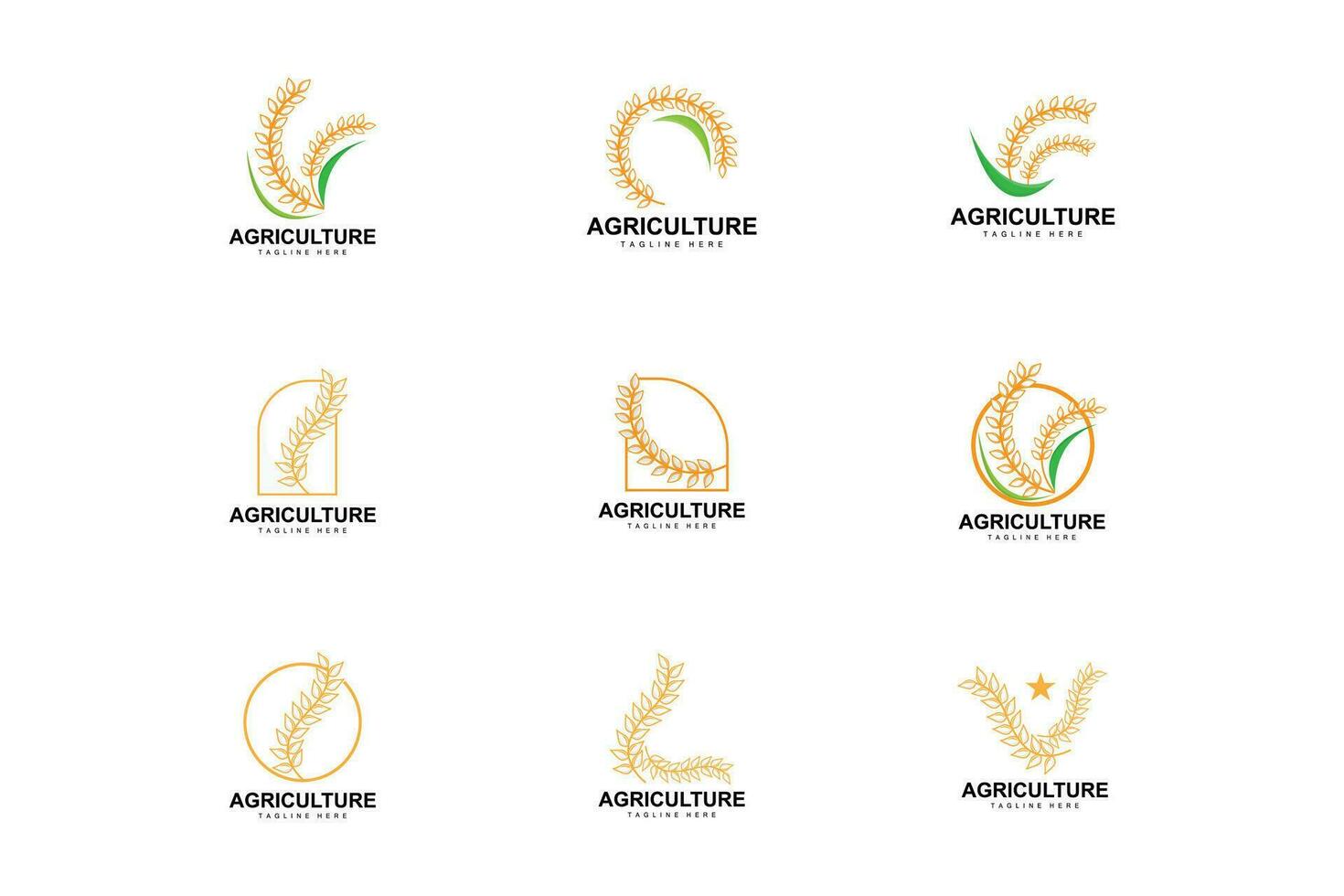 riz logo, ferme blé logo conception, vecteur blé riz icône modèle illustration