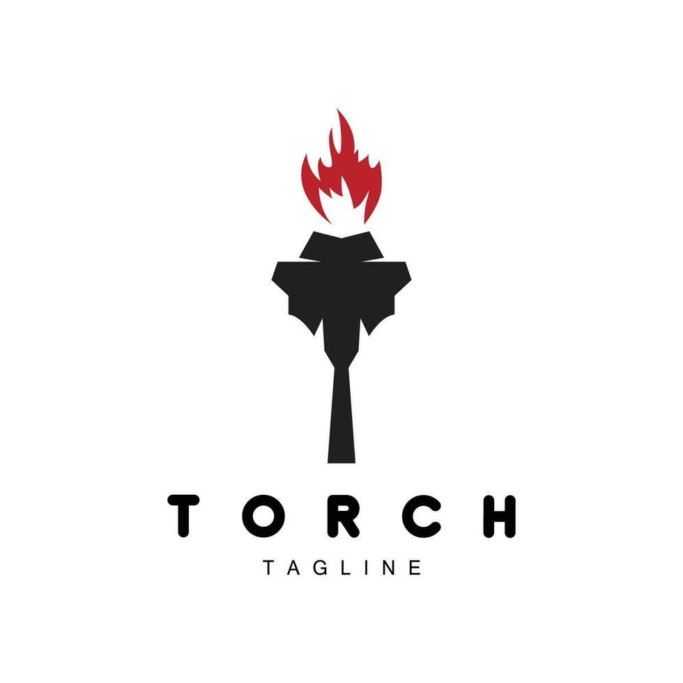 logo de la torche, conception du feu, logo de la lettre, icône de la marque du produit vecteur