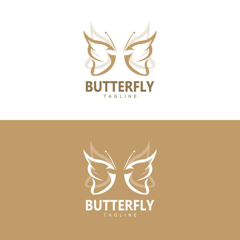 logo papillon, design animalier avec de belles ailes, animaux décoratifs, marques de produits vecteur