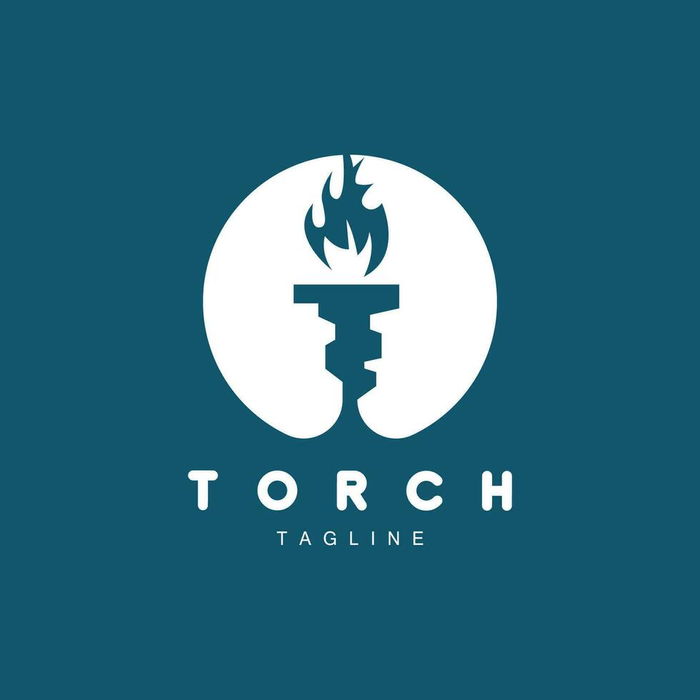 logo de la torche, conception du feu, logo de la lettre, icône de la marque du produit vecteur