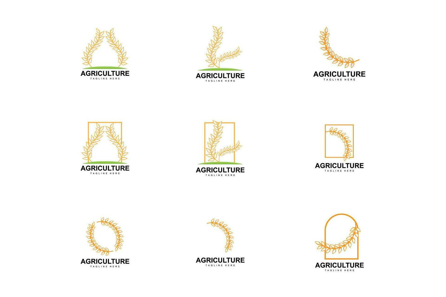 riz logo, ferme blé logo conception, vecteur blé riz icône modèle illustration