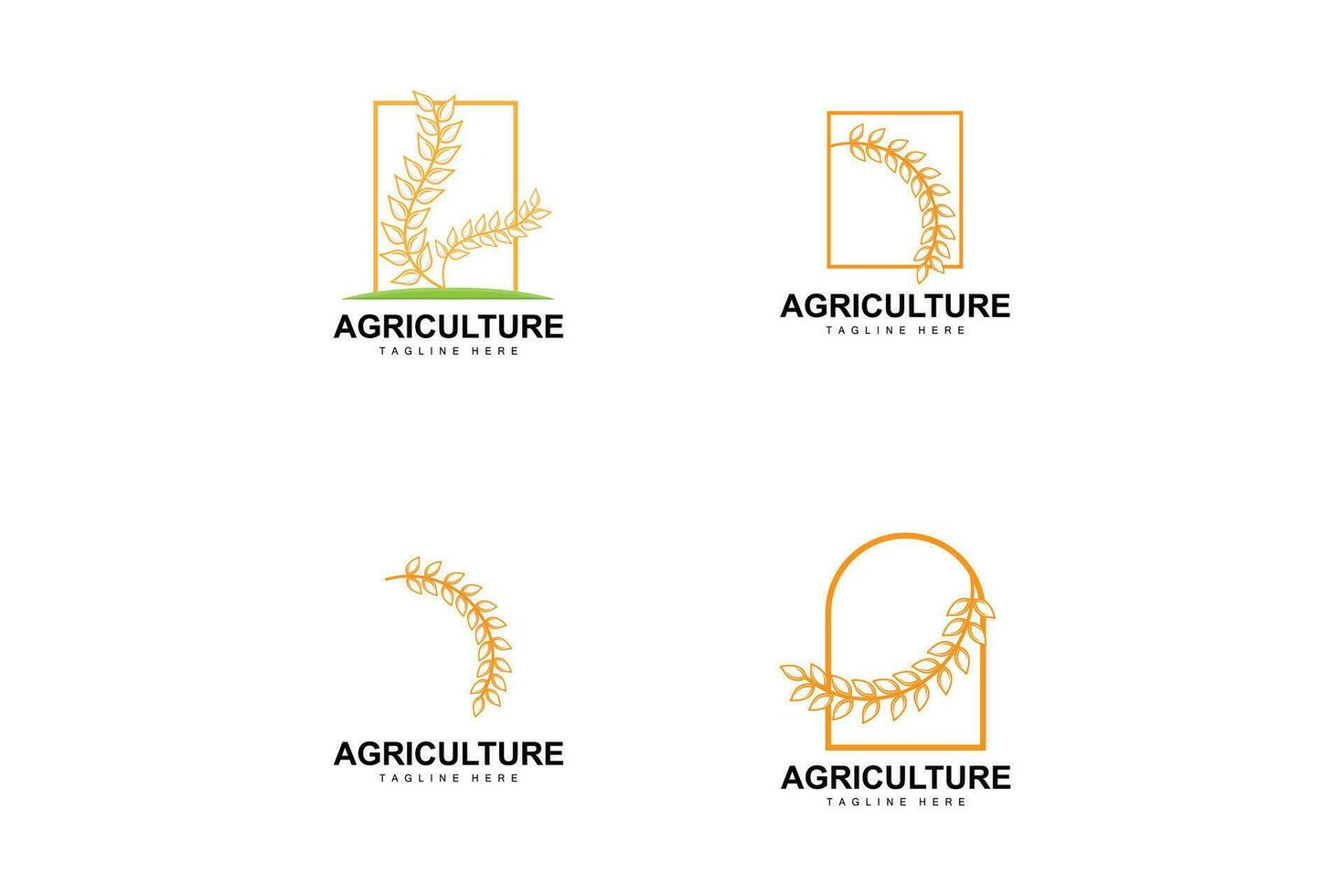 riz logo, ferme blé logo conception, vecteur blé riz icône modèle illustration