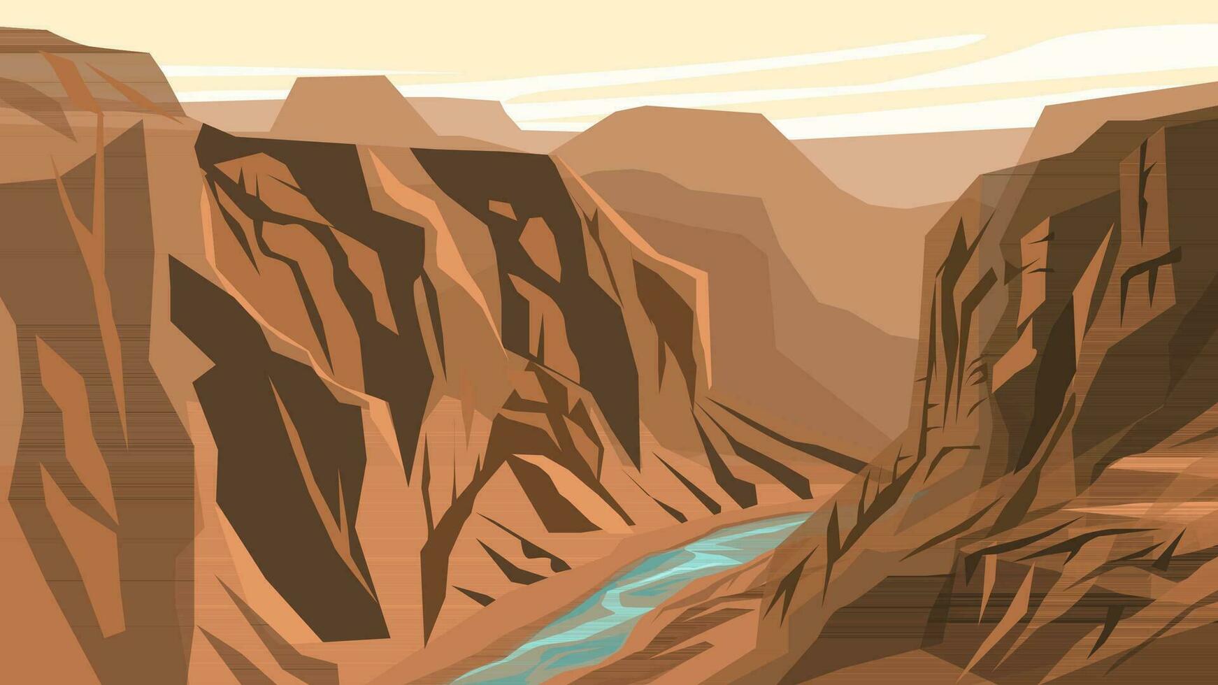 grandiose canyon vecteur paysage illustration avec rivière