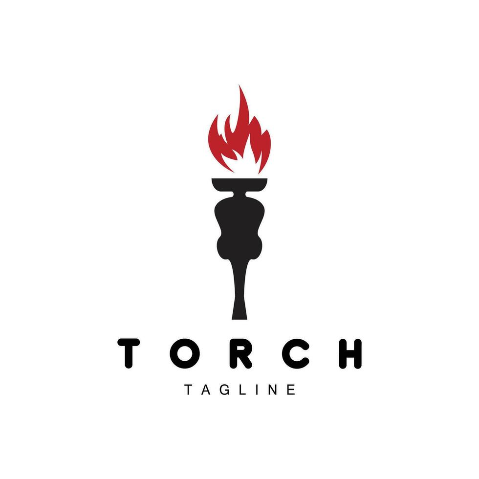 logo de la torche, conception du feu, logo de la lettre, icône de la marque du produit vecteur