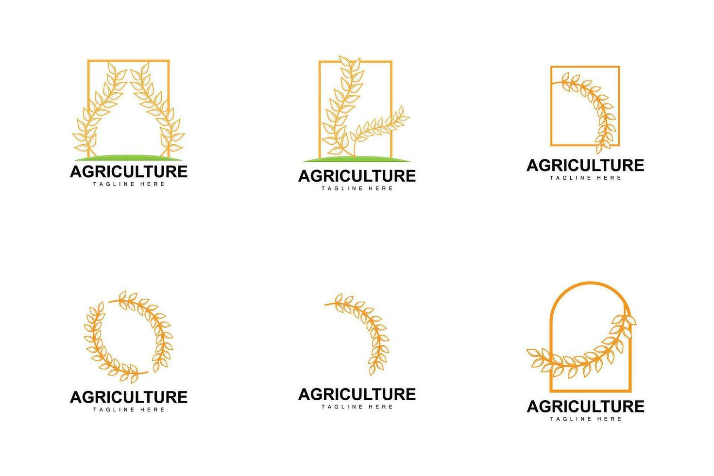 riz logo, ferme blé logo conception, vecteur blé riz icône modèle illustration