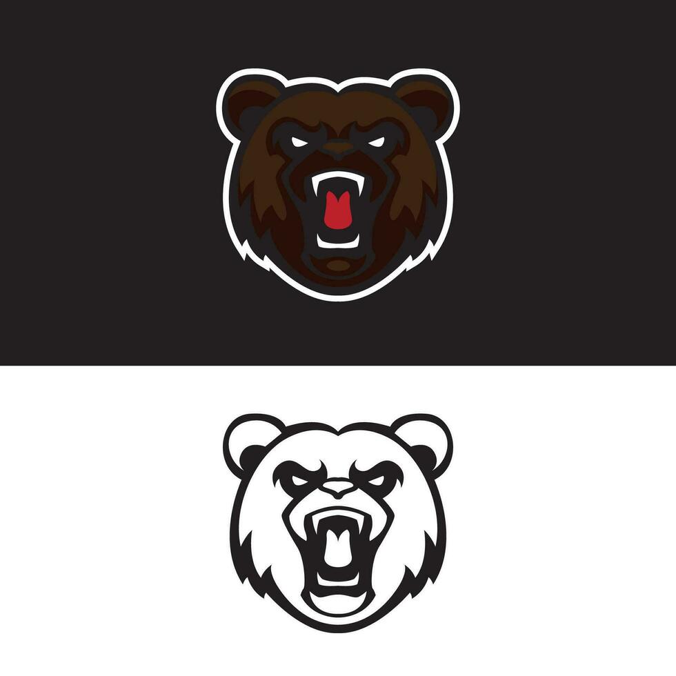 logo de la mascotte de l'ours rugissant vecteur