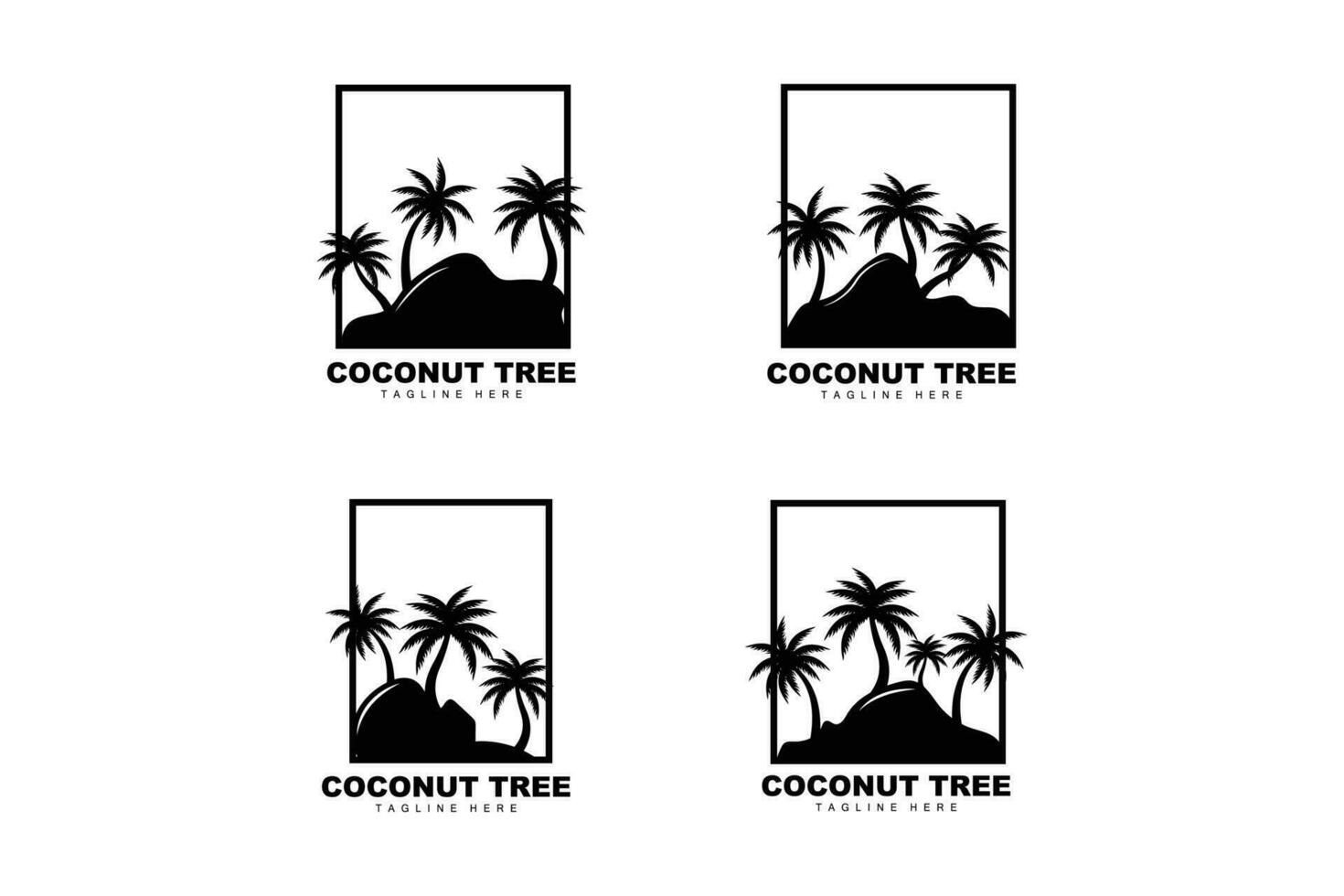 noix de coco arbre logo, paume arbre le coucher du soleil plage vecteur, élégant minimaliste Facile conception, symbole modèle icône vecteur