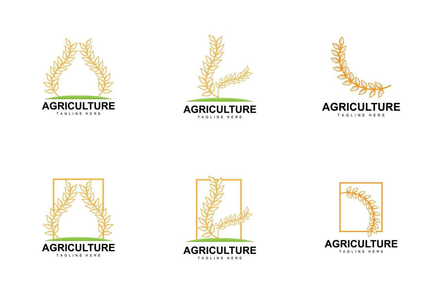 riz logo, ferme blé logo conception, vecteur blé riz icône modèle illustration