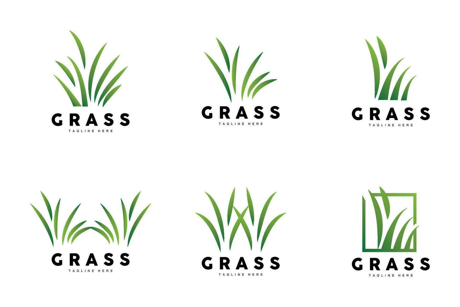 création de logo d'herbe verte, illustration de paysage de ferme, vecteur de paysage naturel