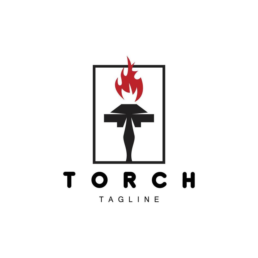 logo de la torche, conception du feu, logo de la lettre, icône de la marque du produit vecteur