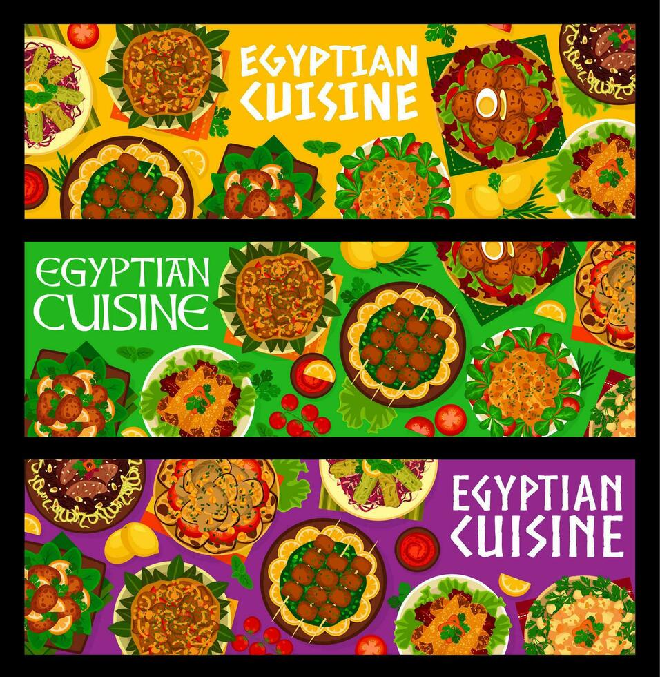 égyptien cuisine repas horizontal vecteur bannières