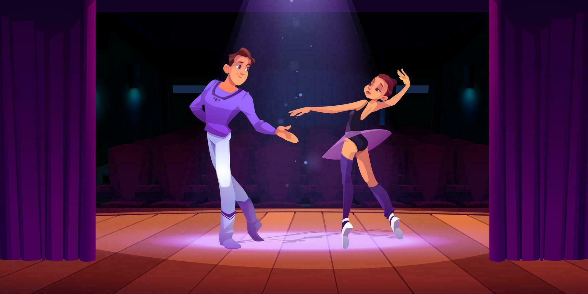 couple Danse ballet sur théâtre étape scène dessin animé vecteur