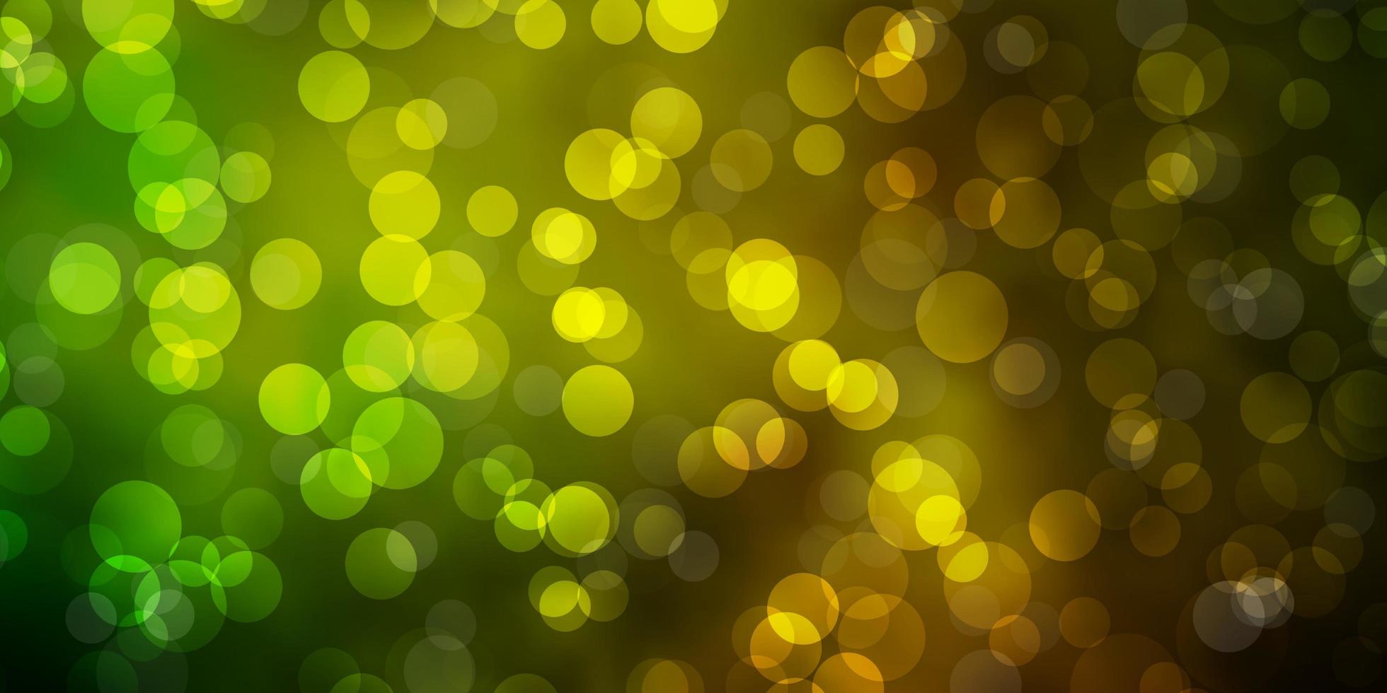 fond de vecteur jaune vert foncé avec illustration de bulles avec un ensemble de sphères abstraites colorées brillantes pour les brochures dépliants