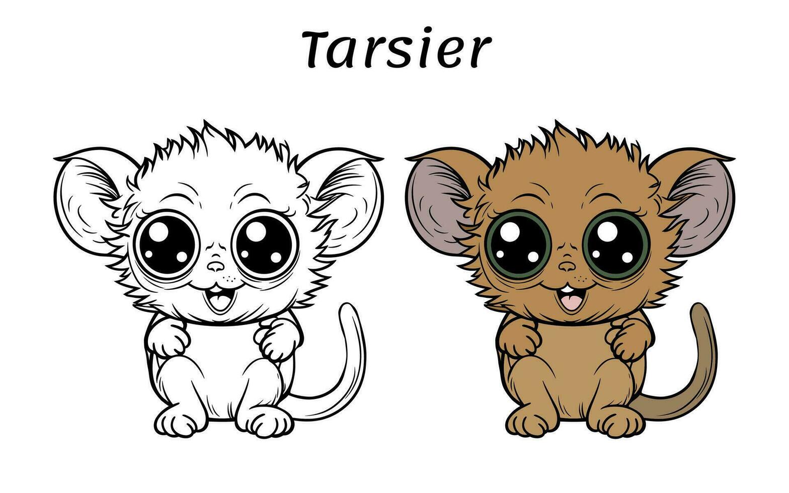 mignonne tarsier animal coloration livre illustration vecteur